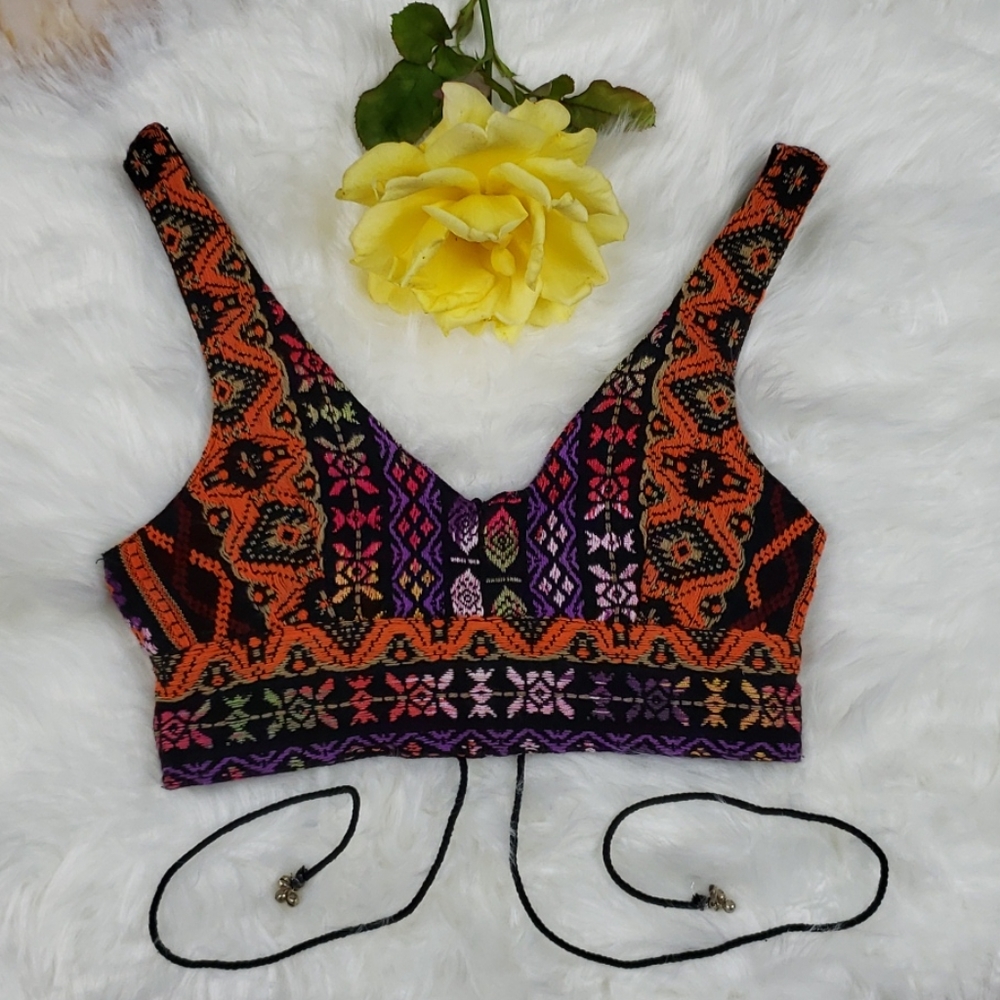 Staring at Stars Boho Pattern Woven Crop Top XS